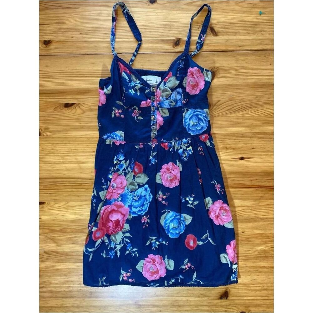 Abercrombie Kids Sweetheart Skater Dress Navy Floral Size XL - Picture 2 of 8